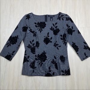 WHBM Ponte Knit Floral Print Peplum Top